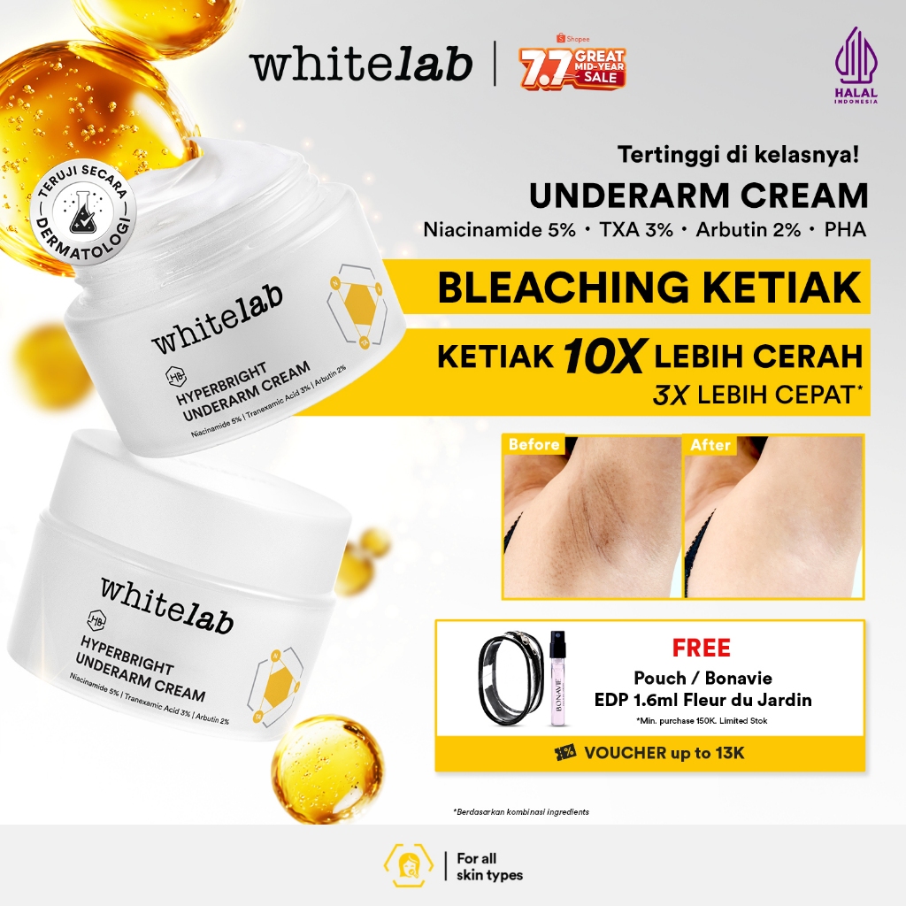 Whitelab Underarm Cream - Krim Pencerah Ketiak Selangkangan Bokong dan Lipatan Kulit Tubuh dengan Ni