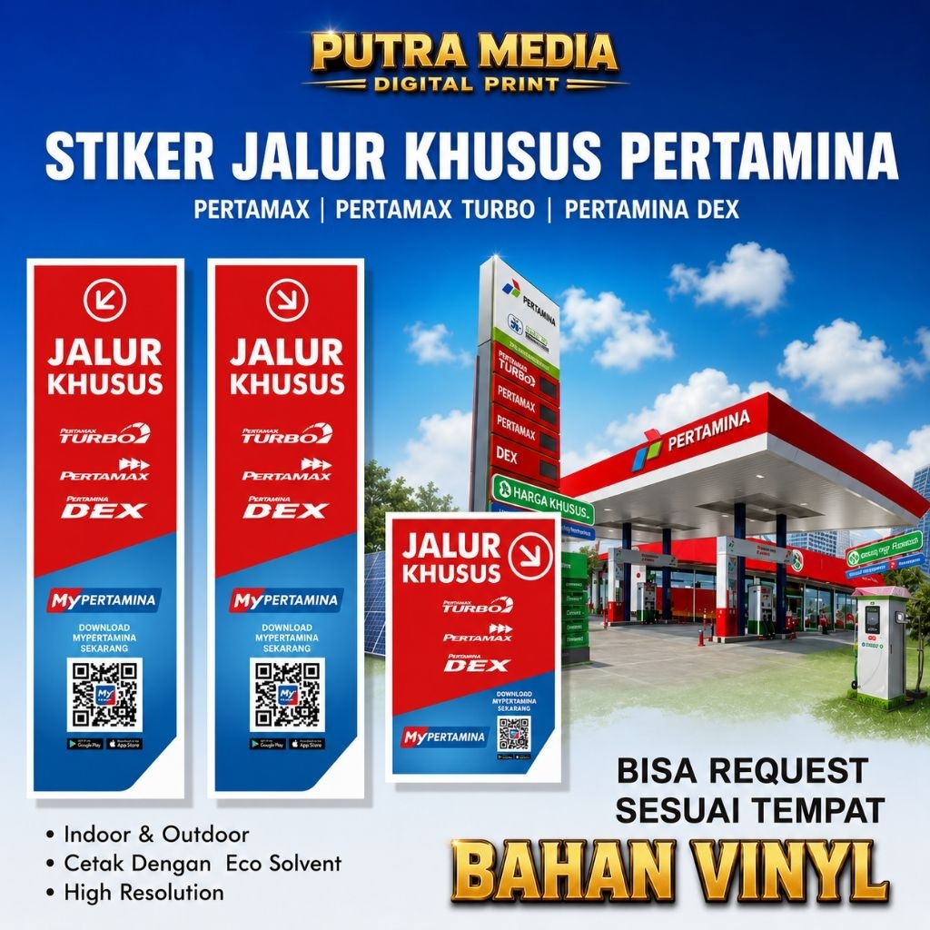 STIKER SPBU / STIKER JALUR KHUSUS PERTAMAX / STIKER MY PERTAMINA / STIKER PERTAMAX TURBO