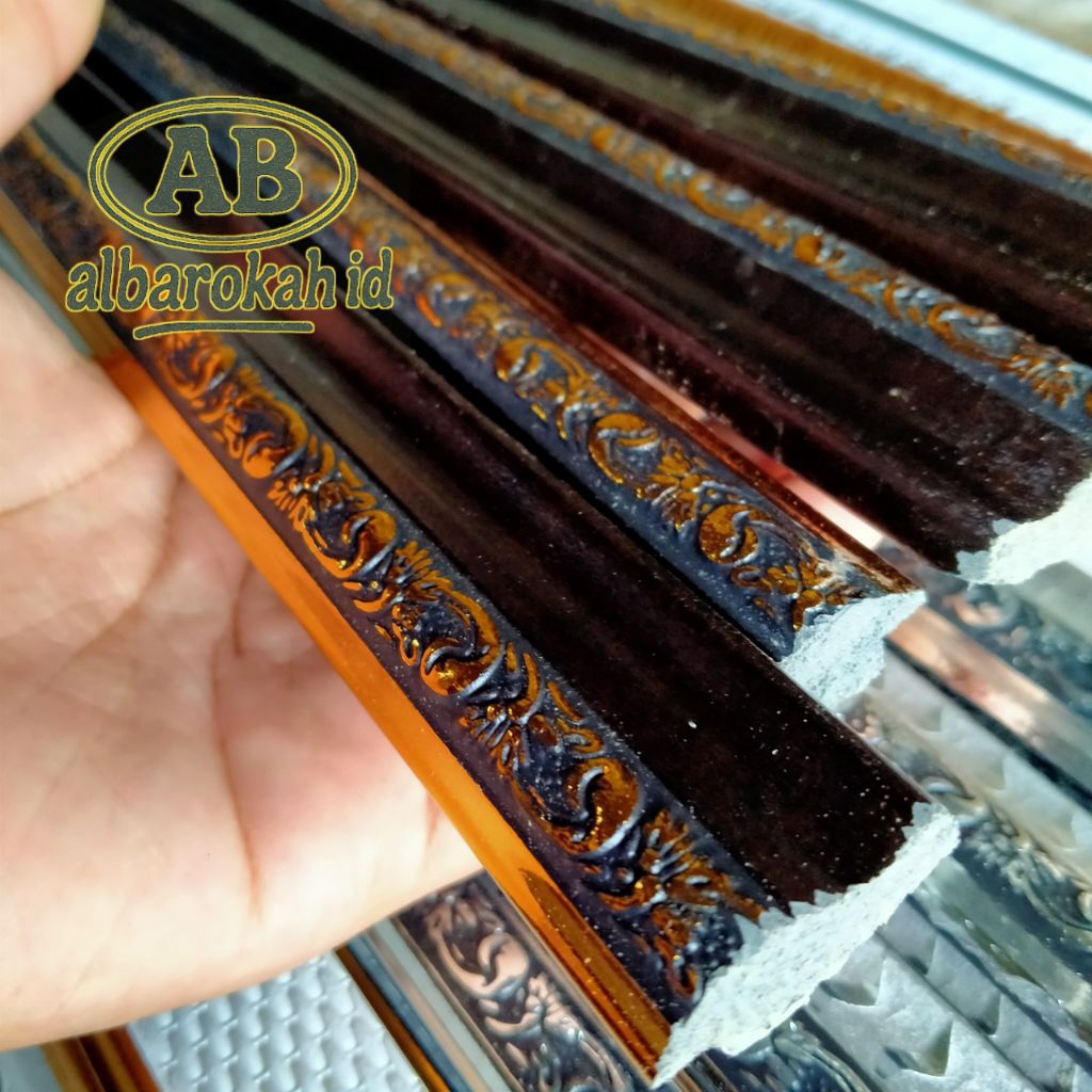 Figura 3cm COKLAT EMAS Ukir Batik Panjang 75cm | Frem Batangan | Frame Pvc | Lis Plafon | Fiber Bata