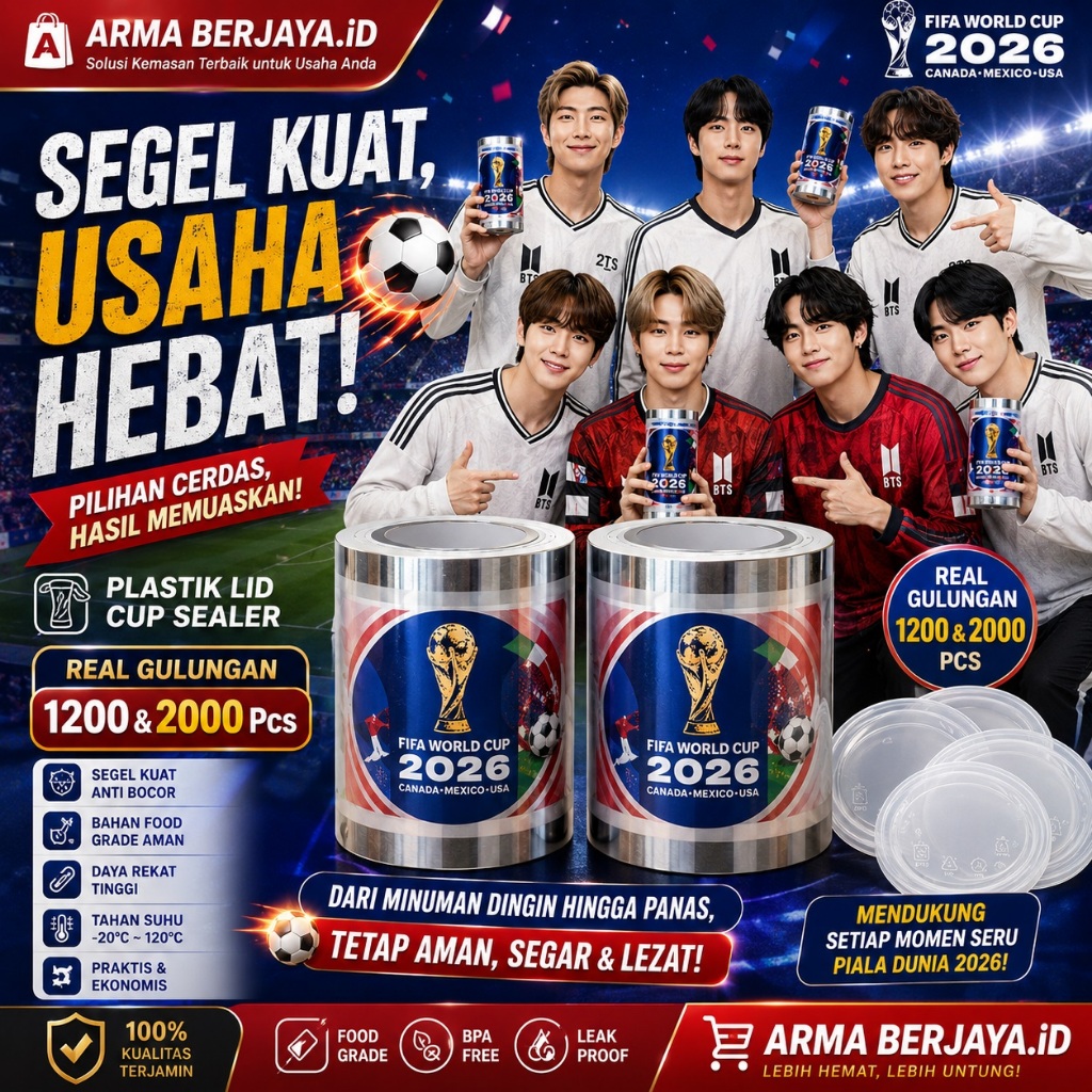 [FIFA] Plastik Cup Sealer Custom Logo Premium Food Grade | Roll Sealing Cup Minuman Boba Thai Tea Ko