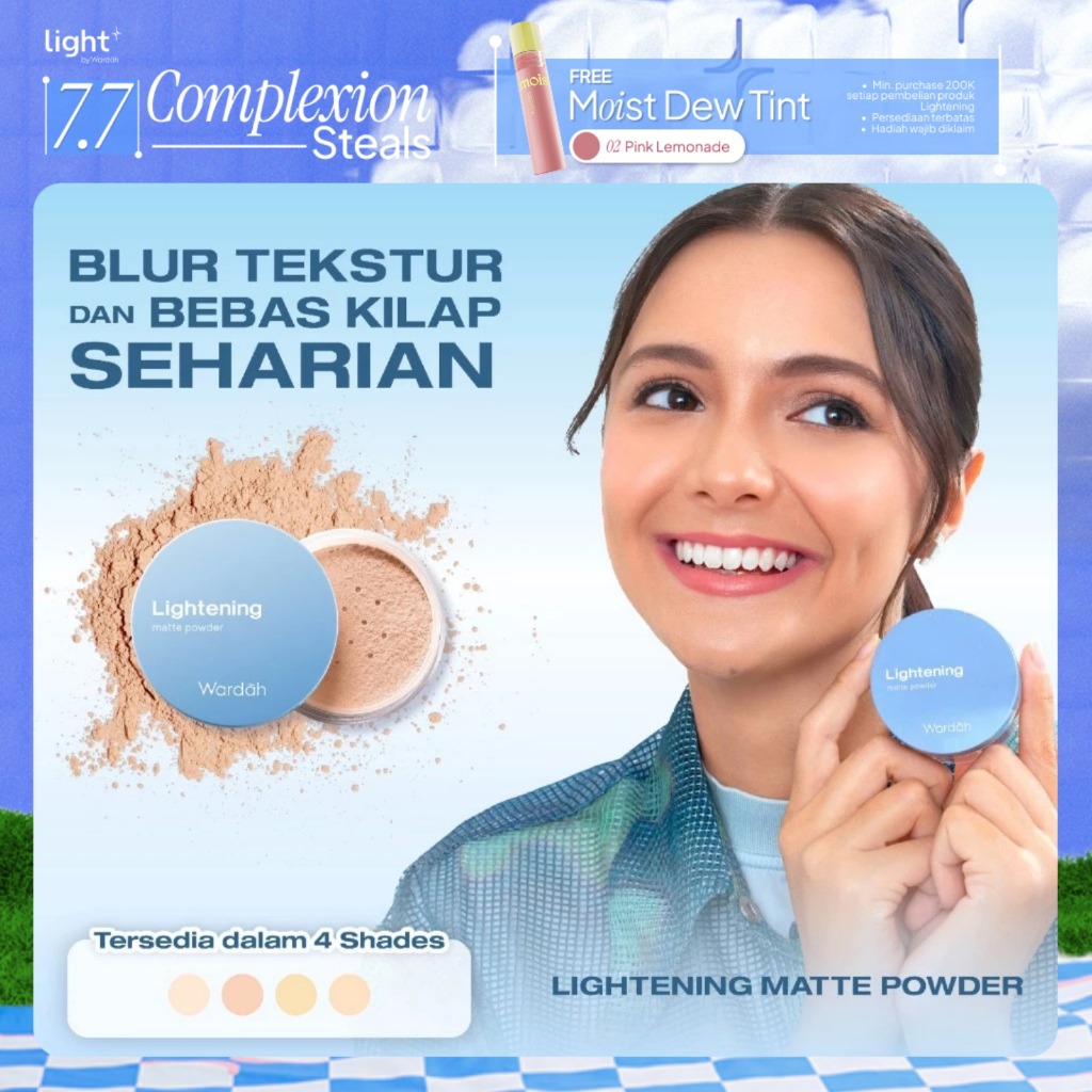 WARDAH Loose Powder Lightening Matte Powder 20 g Bedak Tabur dengan Smooth Matte Finish yang Diformu