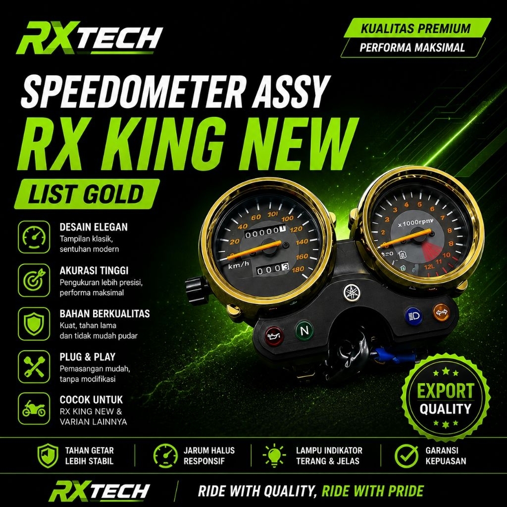 SPEEDOMETER RX KING NEW HITAM | LIST GOLD | IMPORT ORIGINAL | RX KING NEW 2002 | 2003 | 2004