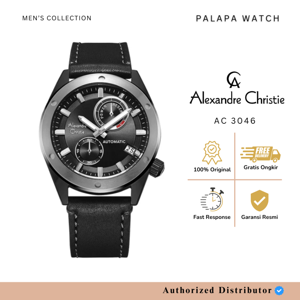 Jam Tangan Pria Alexandre Christie AC 3046 / AC3046 Automatic Leather Original