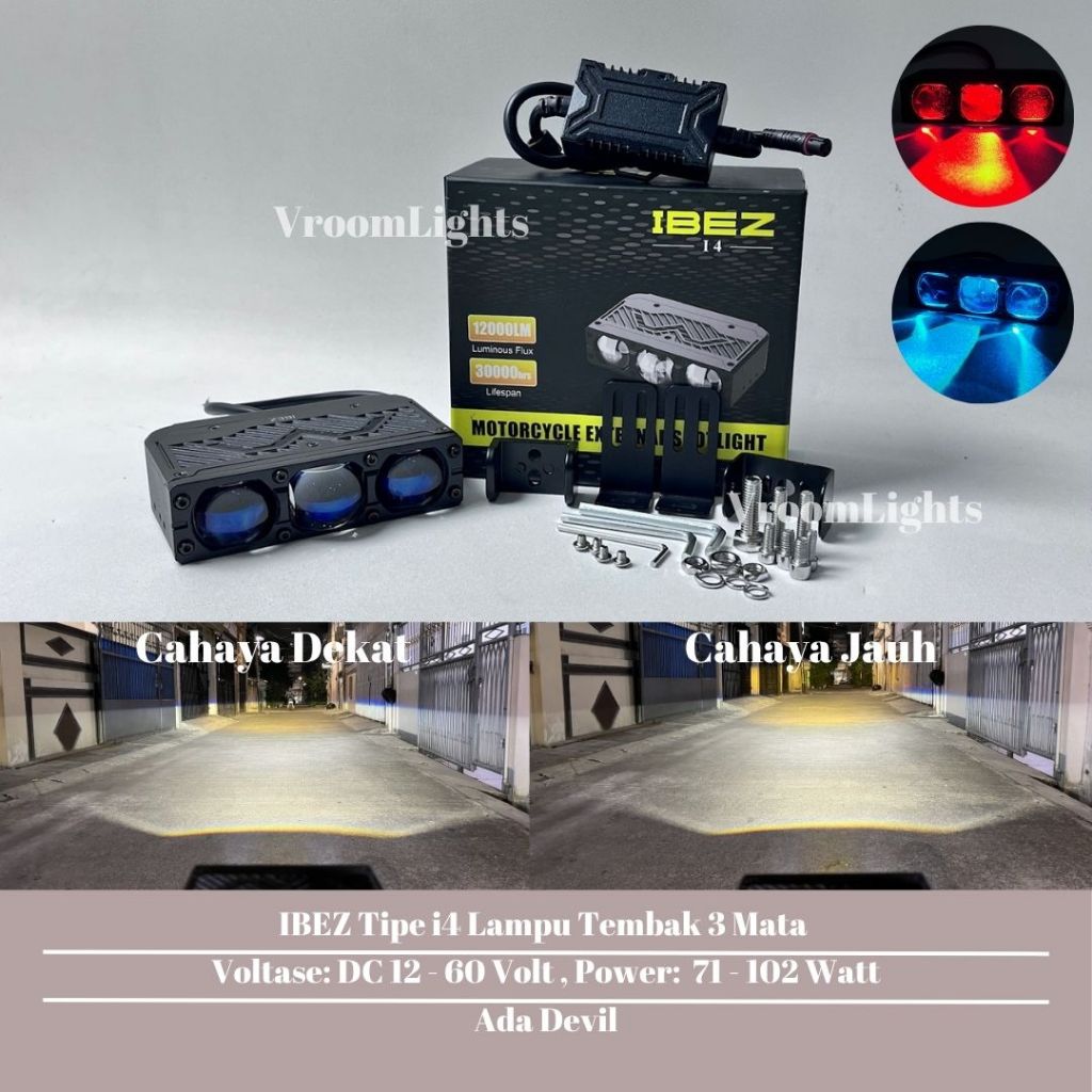 IBEZ i4 - Lampu Tembak Biled 3 Mata