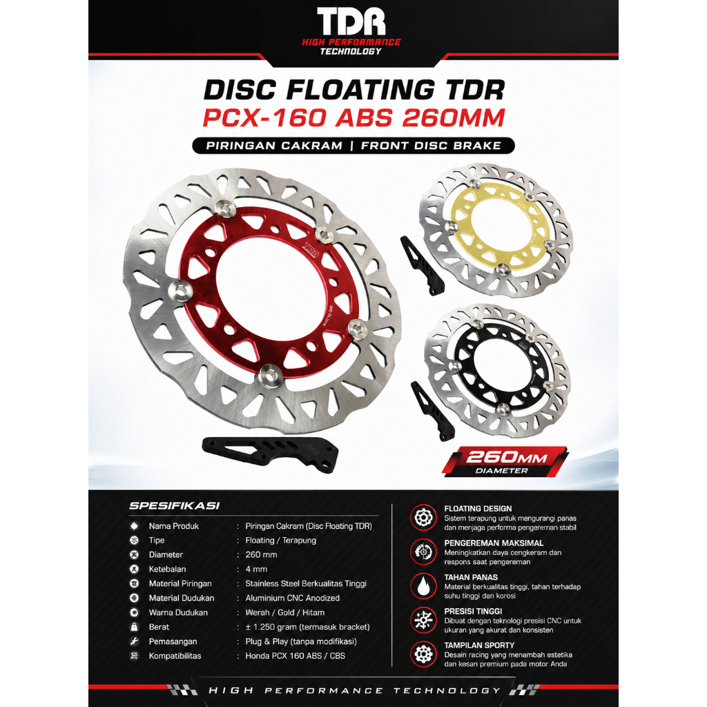 TDR DISKBRAKE HONDA PCX 160 ABS CBS TDR FLOATING 260MM