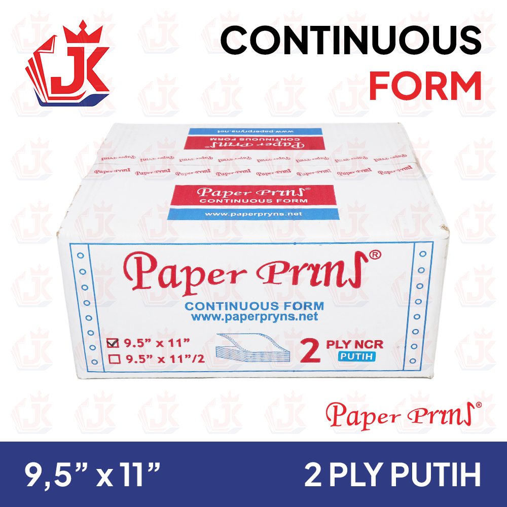 Paperpryns Kertas Continuous Form 9.5 x 11 inch 2 PLY PUTIH Utuh