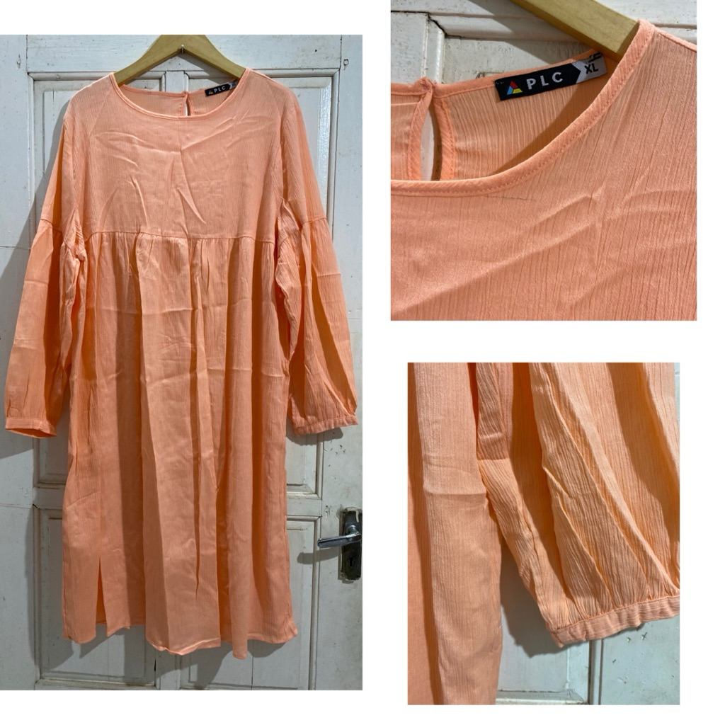 dress midi plc wanita