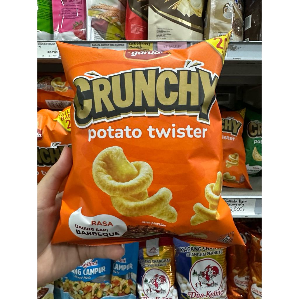 Garuda Crunchy potato twister snack Rasa daging sapi barbeque 60gram
