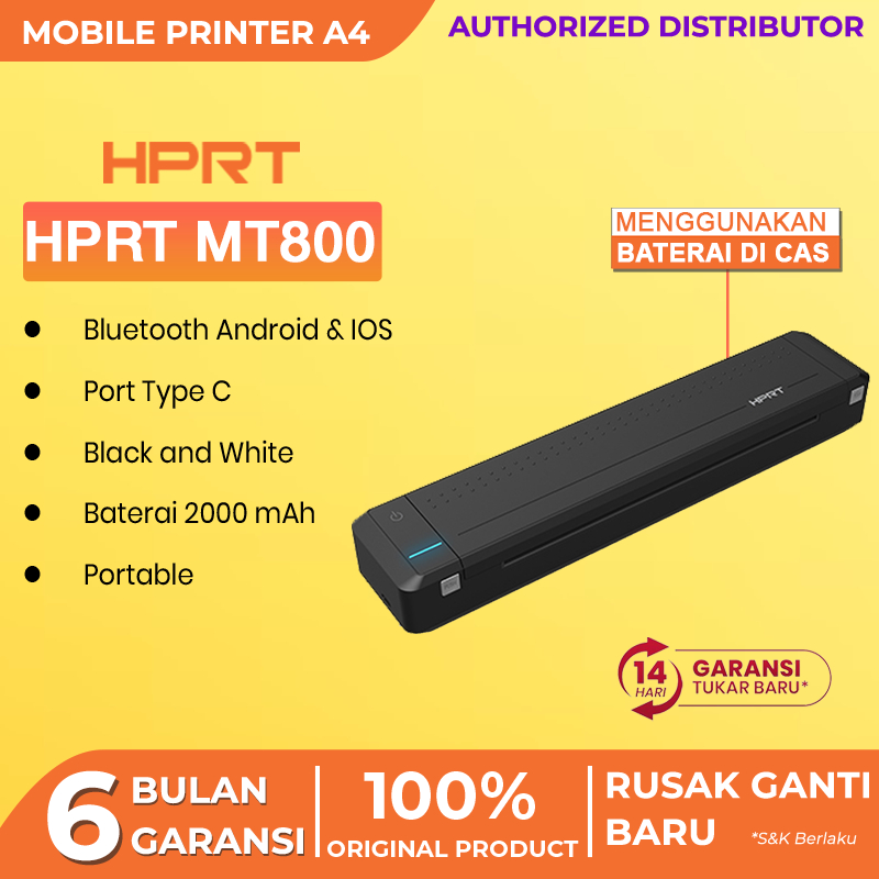 HPRT MT800 Printer Portable Bluetooth Wireless Cetak Dokumen A4 Thermal