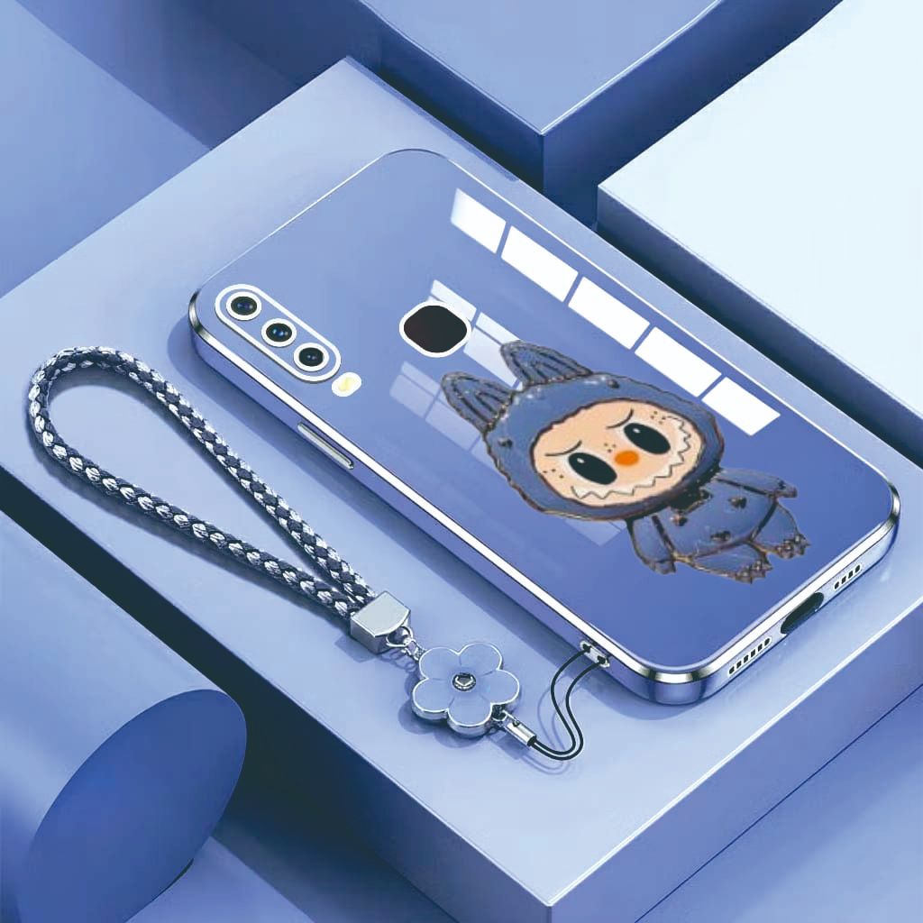 Casing Vivo Y17 Y12 Y15 Case Labubu Mirror Stand Premium Free Tali Bunga