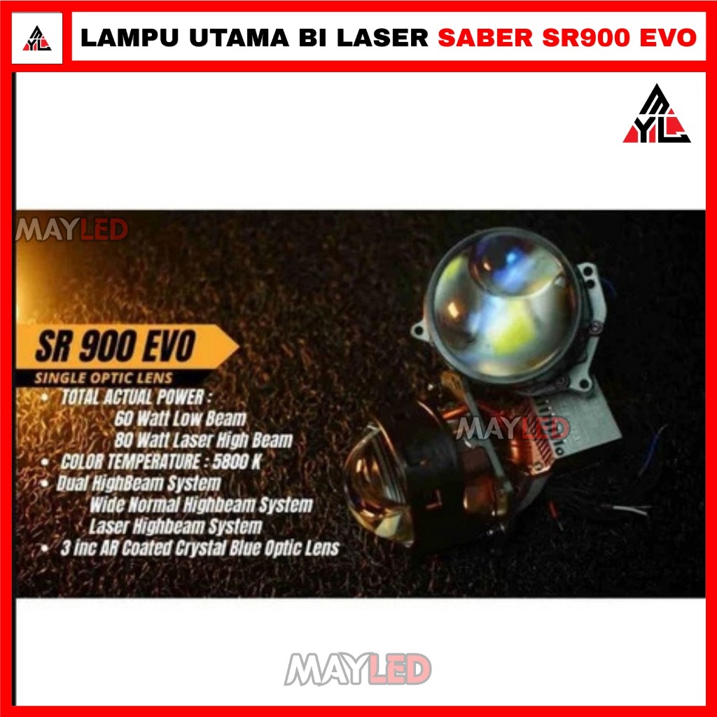 BI-LENS SABER SR900 EVO LED Projector Headlamp Laser LED Lampu Laser