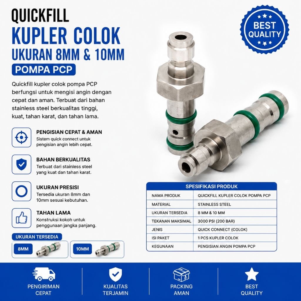 Mini Kupler Quickfill 10 MM | Kupler Quick Fill PCP | Kupler PCP | Quickfill PCP 10 MM