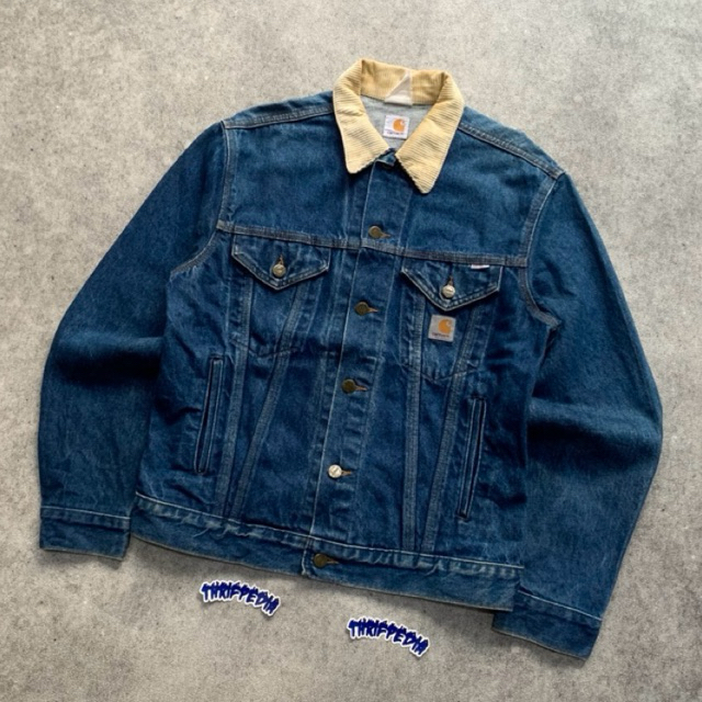 Vintage 1988s Carhartt Trucker Jacket Denim unlined anniversary 100 years (usa)