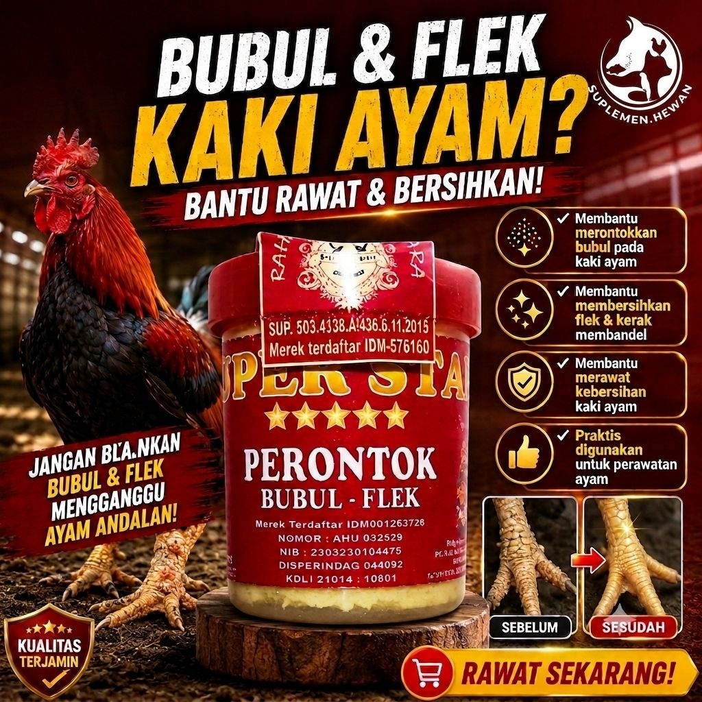 SUPER STAR Perontok Bubul & Flek Kaki Ayam 30gr | Penghilang Kerak Kaki Ayam, Perawatan Kaki Ayam Ad
