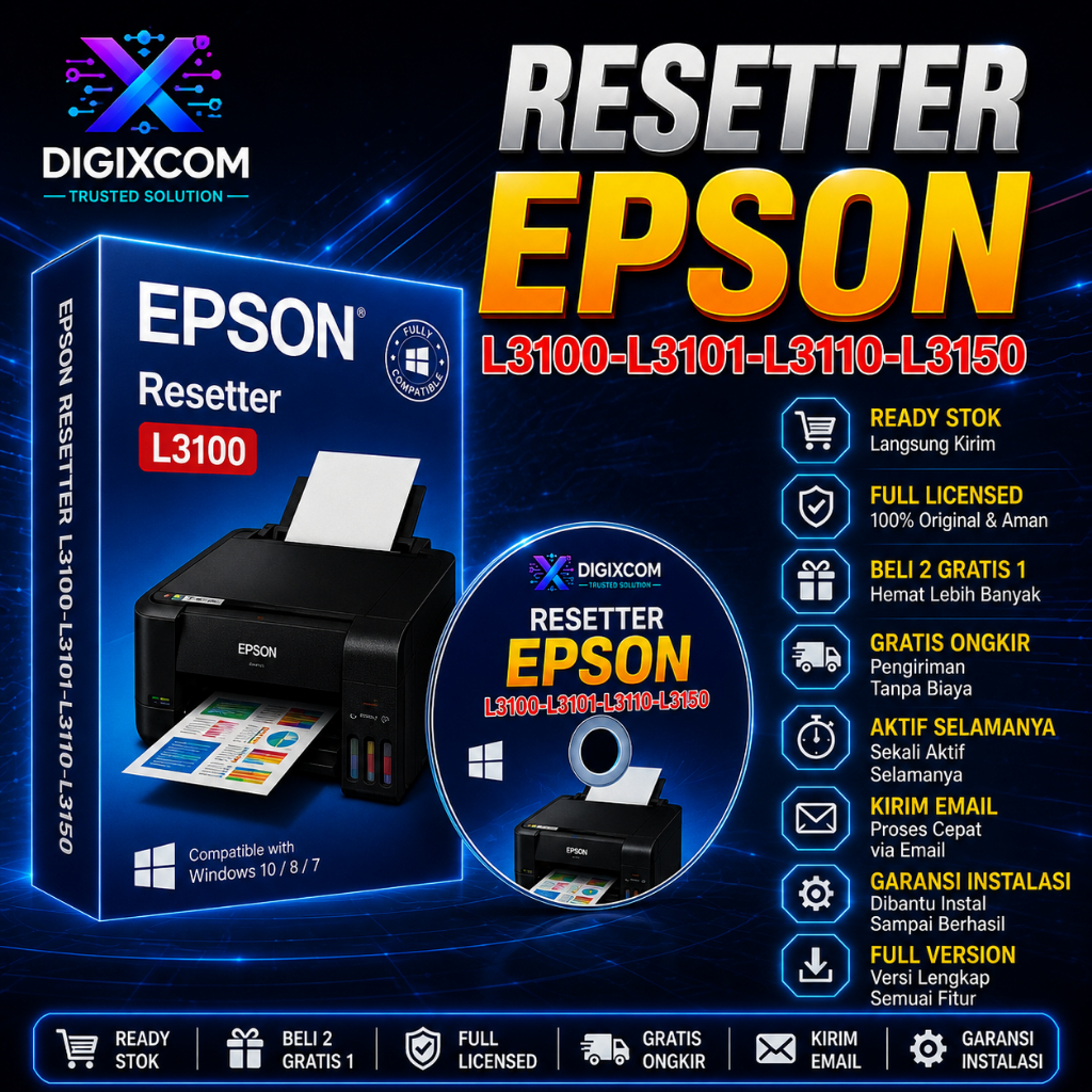 Resetter Epson L3110, L3100, L3150, L3001 dan Cara Menggunakannya | Reset Printer Epson