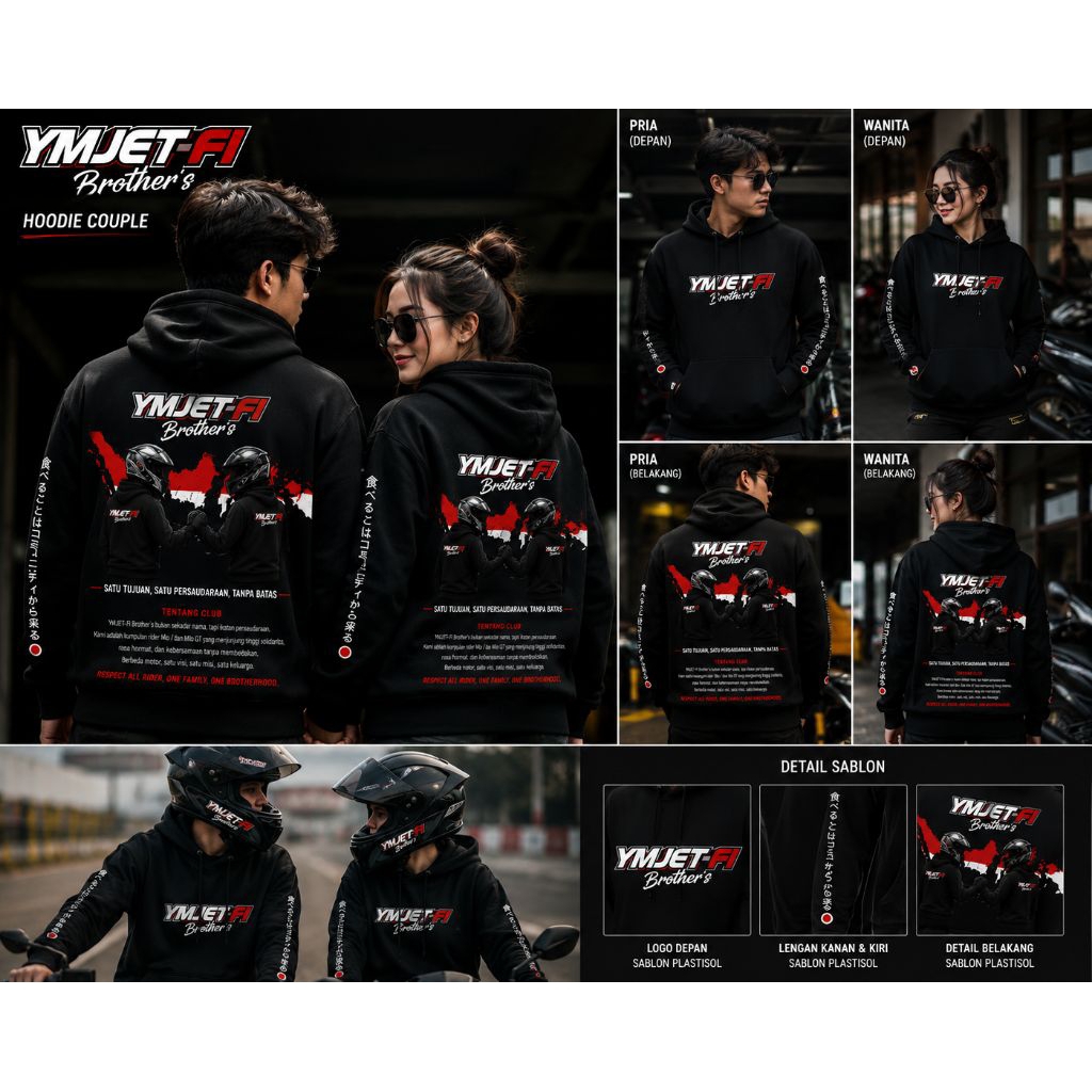Hoodie YMJET-FI Brother | Hoodie Komunitas Motor | Fleece Premium Unisex
