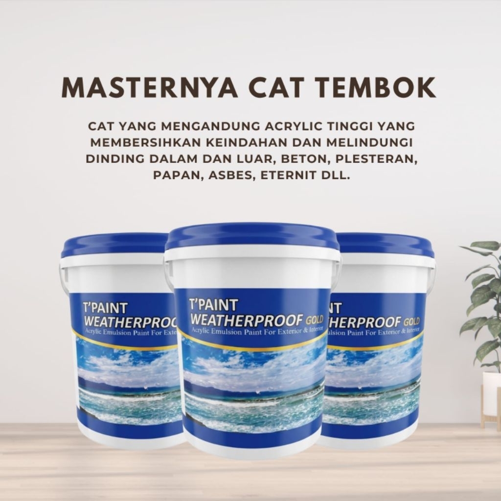 Cat Tembok T'Paint Weatherproof Gold 20kg Warna Putih (Original 100%)