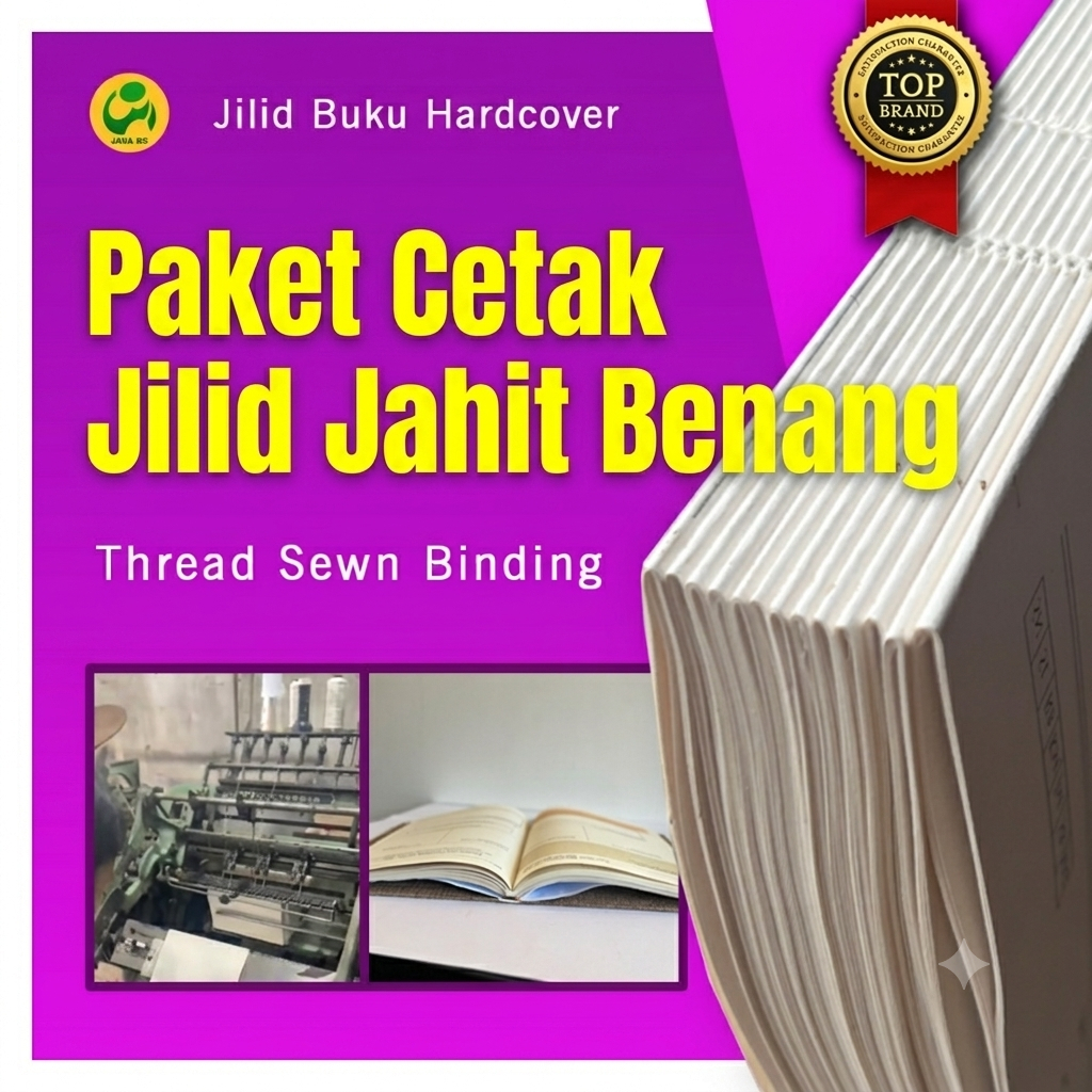 Paket Cetak Buku Jilid Jahit/ Hardcover Jahit/ Jilid Jahit (thread sewn binding) + Plastik Segel + C
