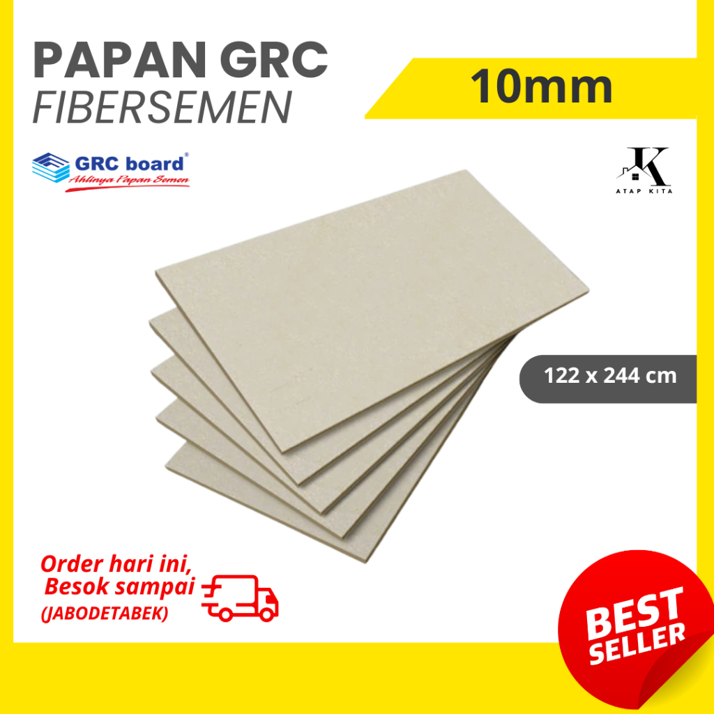 GRC Board 10mm 122 x 244 cm - Fibersemen Papan GRC Partisi