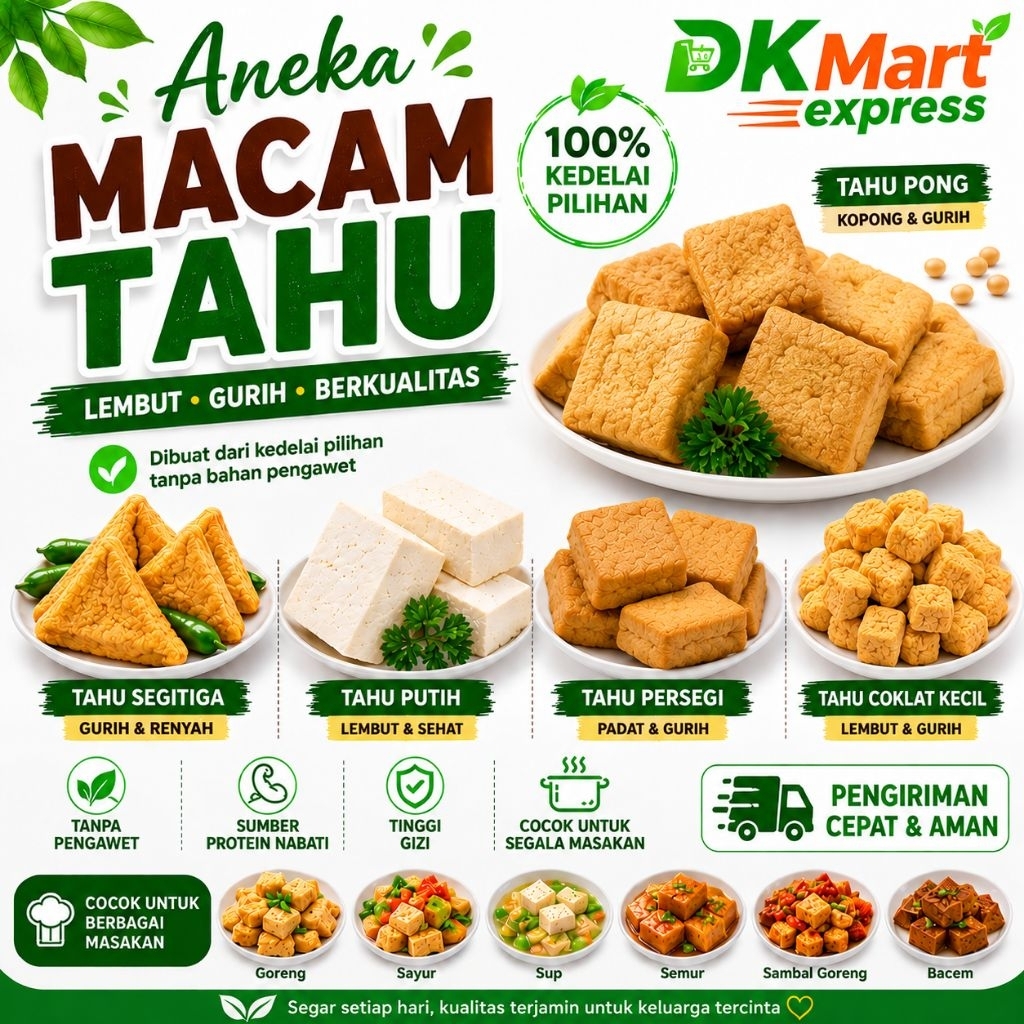 tahu coklat / tahu kulit persegi / tahu coklat segitiga / tahu sayur / tahu kecil kecil