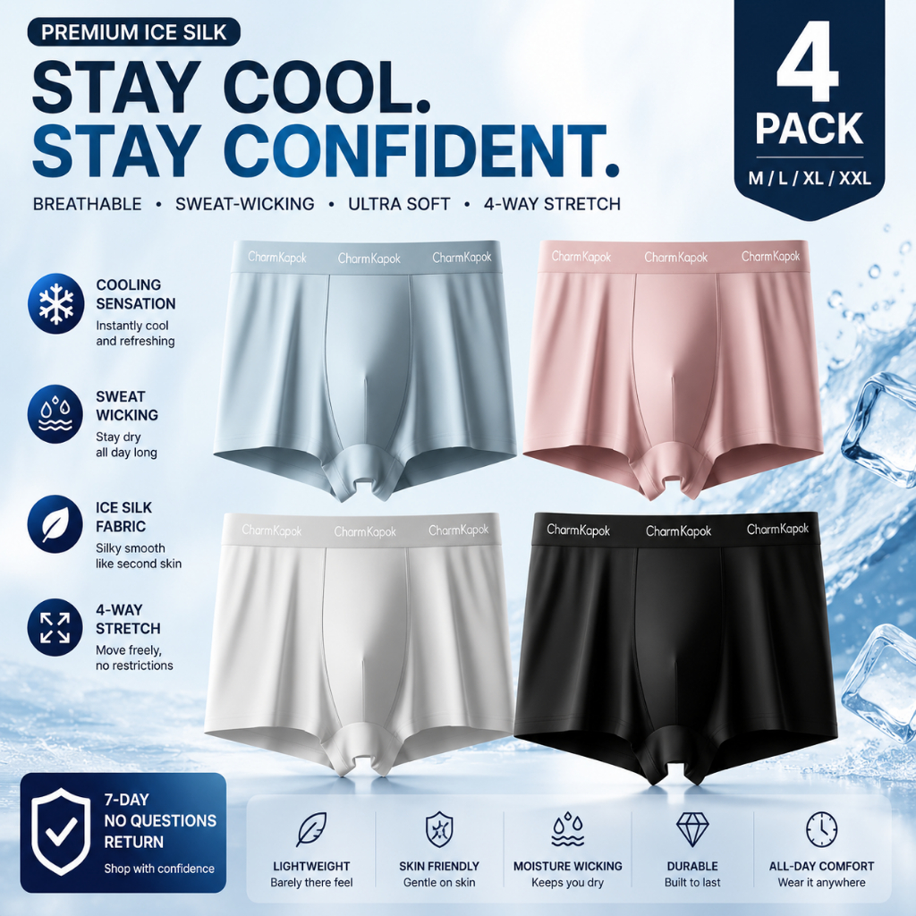 DODOMIAN Celana Dalam Pria CD Pria Premium Boxer Ice Silk Antibakteri Elastis Tipis Adem Lembut CKB0
