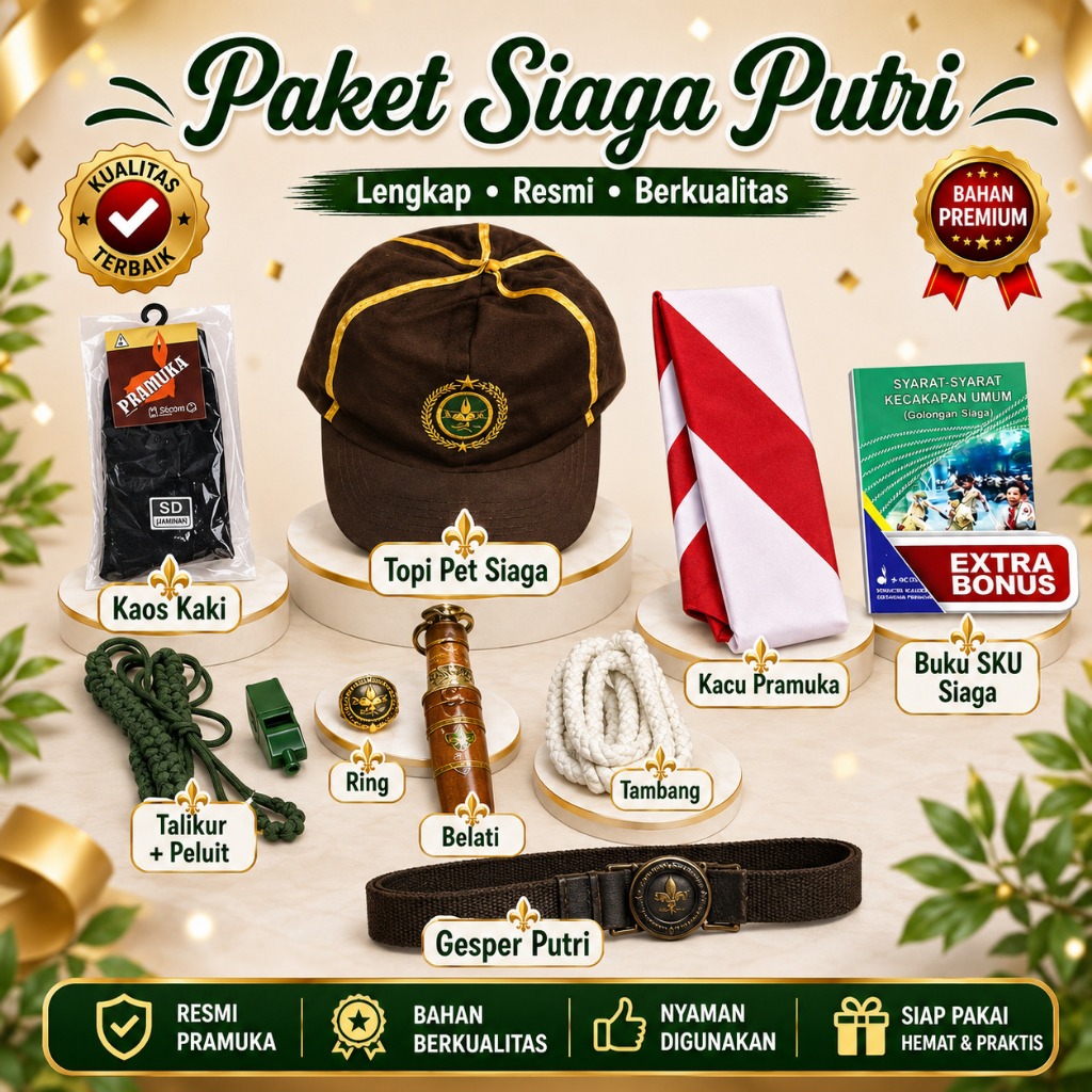 Paket Atribut Perlengkapan Pramuka Tingkat Siaga Putri SD Kelas 1-3