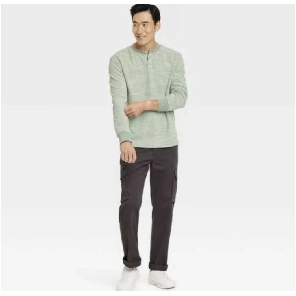 Long Sleeve Textured 4 Button HENLEY Shirts Goodfellow