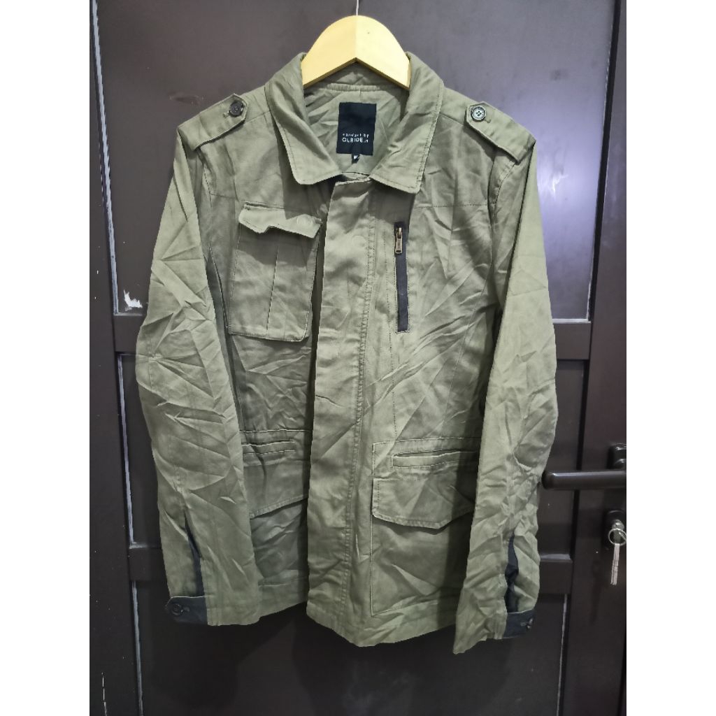 JAKET PARKA WANITA WARNA ARMY BAHAN KANVAS DENIM MEREK CLRIDE.N SIZE S