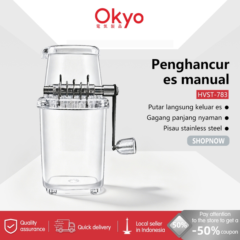 ( Grosir & Ecer )  Serut Es Manual 1,25L Transparan - Alat Penghancur Es Batu Praktis Tanpa Listrik 