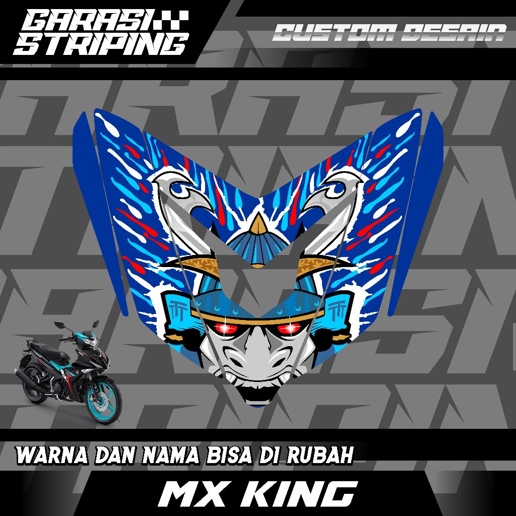 STRIPING DADA CUSTOM VARIASI TRANSPARAN MX KING Y15ZR  STICKER VARIASI MOTIF TERBARU KEREN ABU HITAM