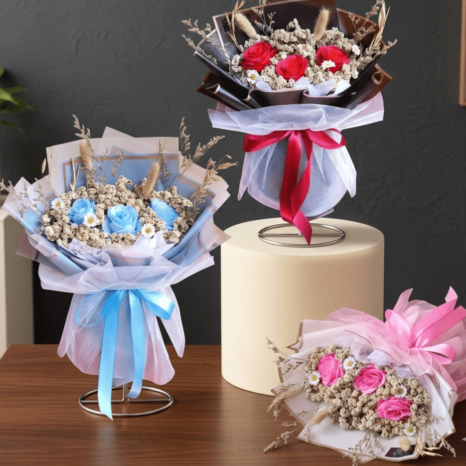 Buket Bunga Edelweis Mix Artificial | Buket Bunga Kering / Bucket Bunga Abadi / Bucket Wisuda