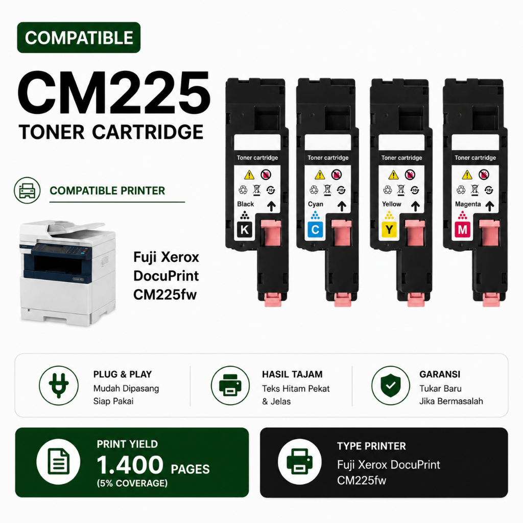 Toner Cartridge Compatible CM225 untuk Fuji Xerox DocuPrint CM225fw