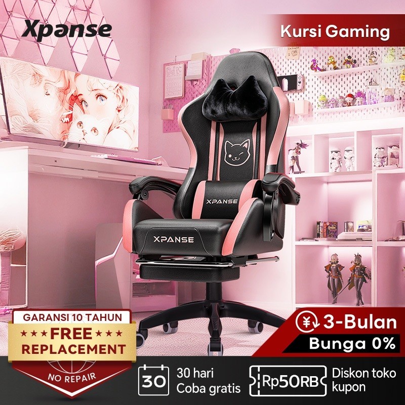 Xpanse Pink Cat Kursi Gaming/Kursi Kantor/Kursi Kerja/Gaming Chair/Kursi Belajar/Kursi Santai/Kursi 