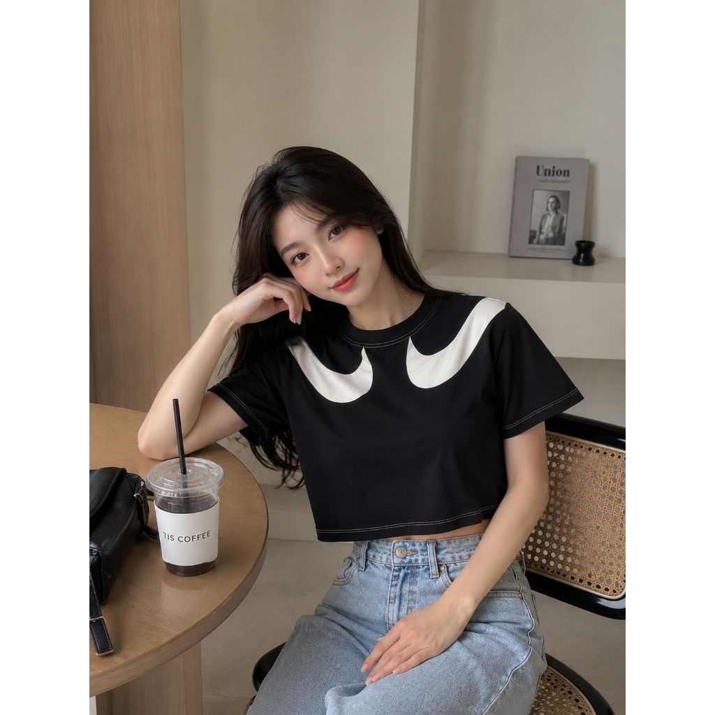 crop nike Doble big swosh logo kaos croptee preloved