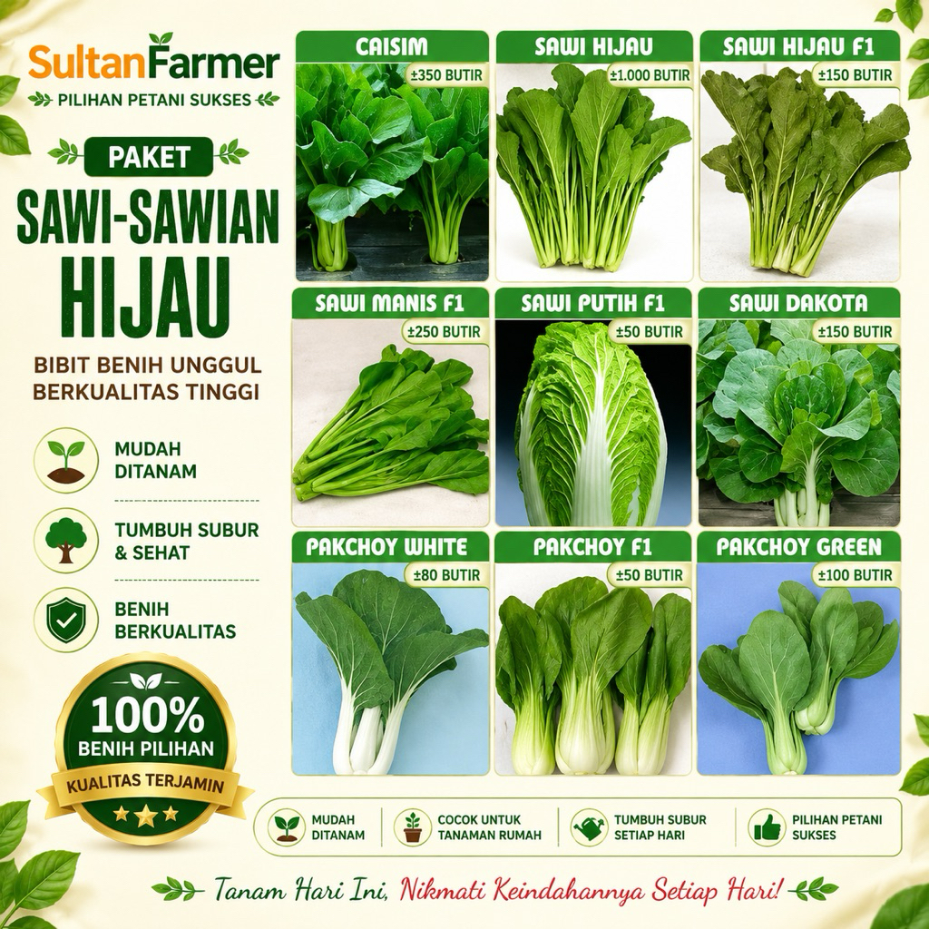 PAKET sawi-sawian hijau Bibit Benih Biji Sayur Sawi Hijau Sawi Manis Sawi caisim sawi dakota F1 Tats