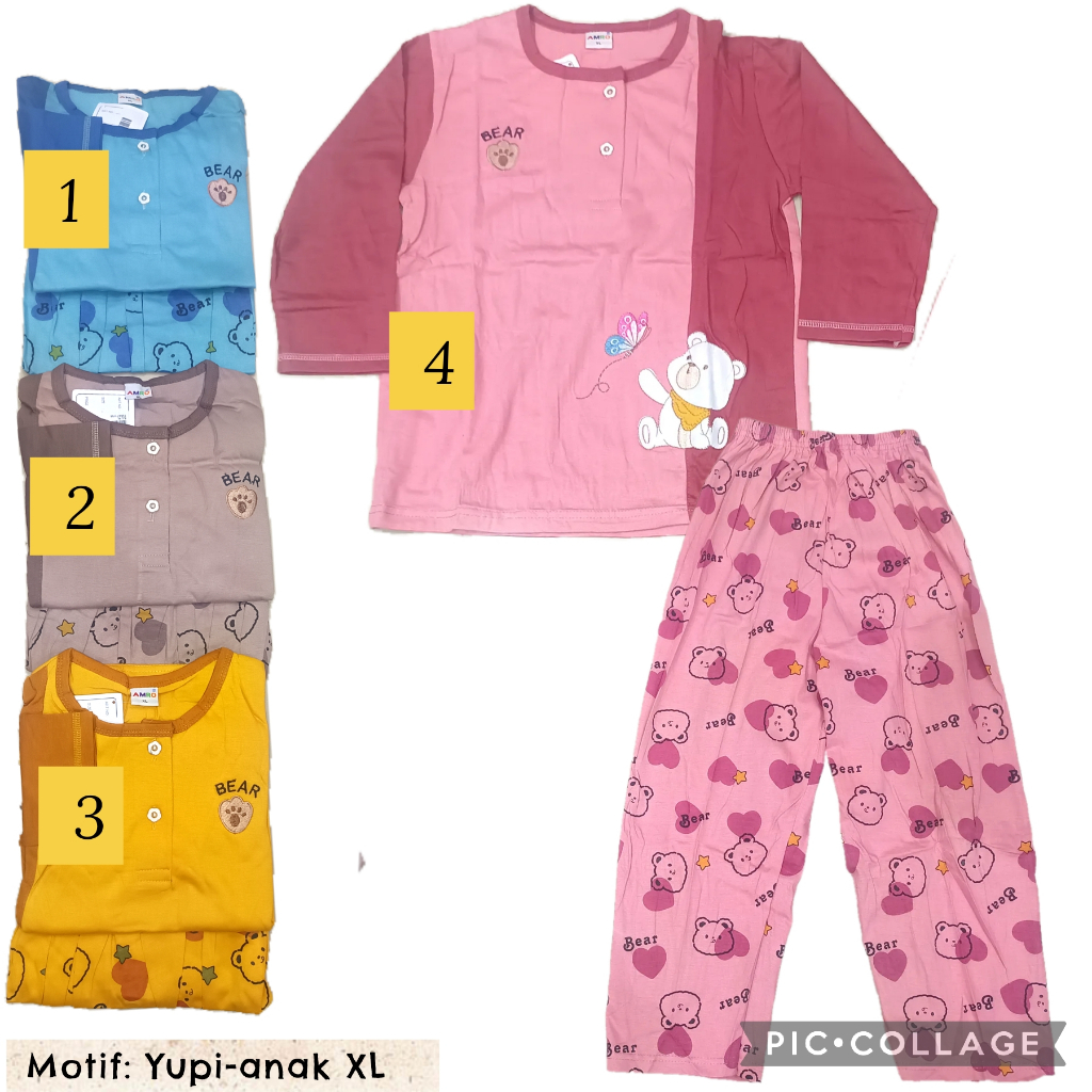 Oneset piyama anak baby doll Babydoll bebidol Amro pp Anak XL Sd 5 6 7 8 9 tahun pajama pyjama baju 
