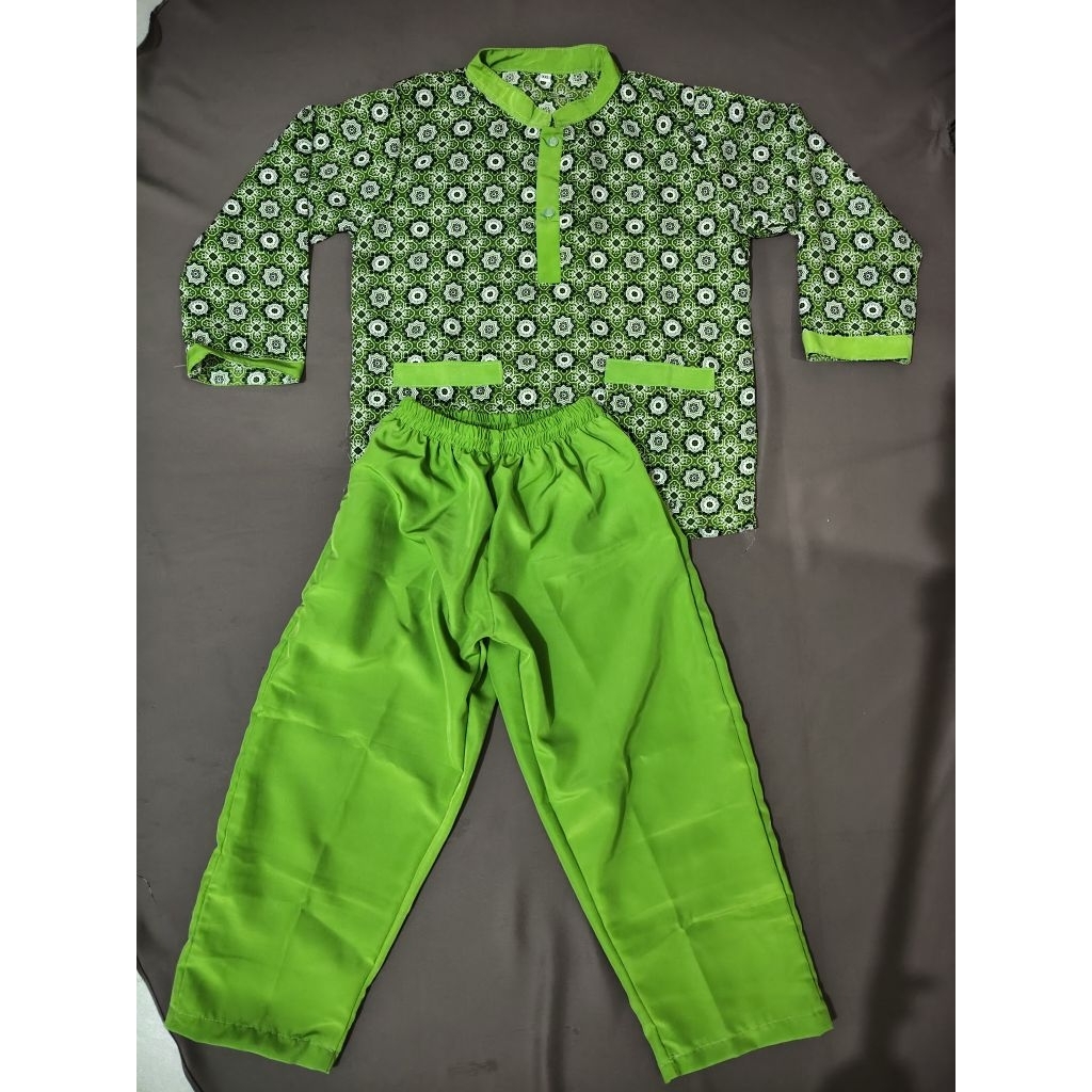 Seragam TK TPA TPQ PAUD hijau kmang  batik keren