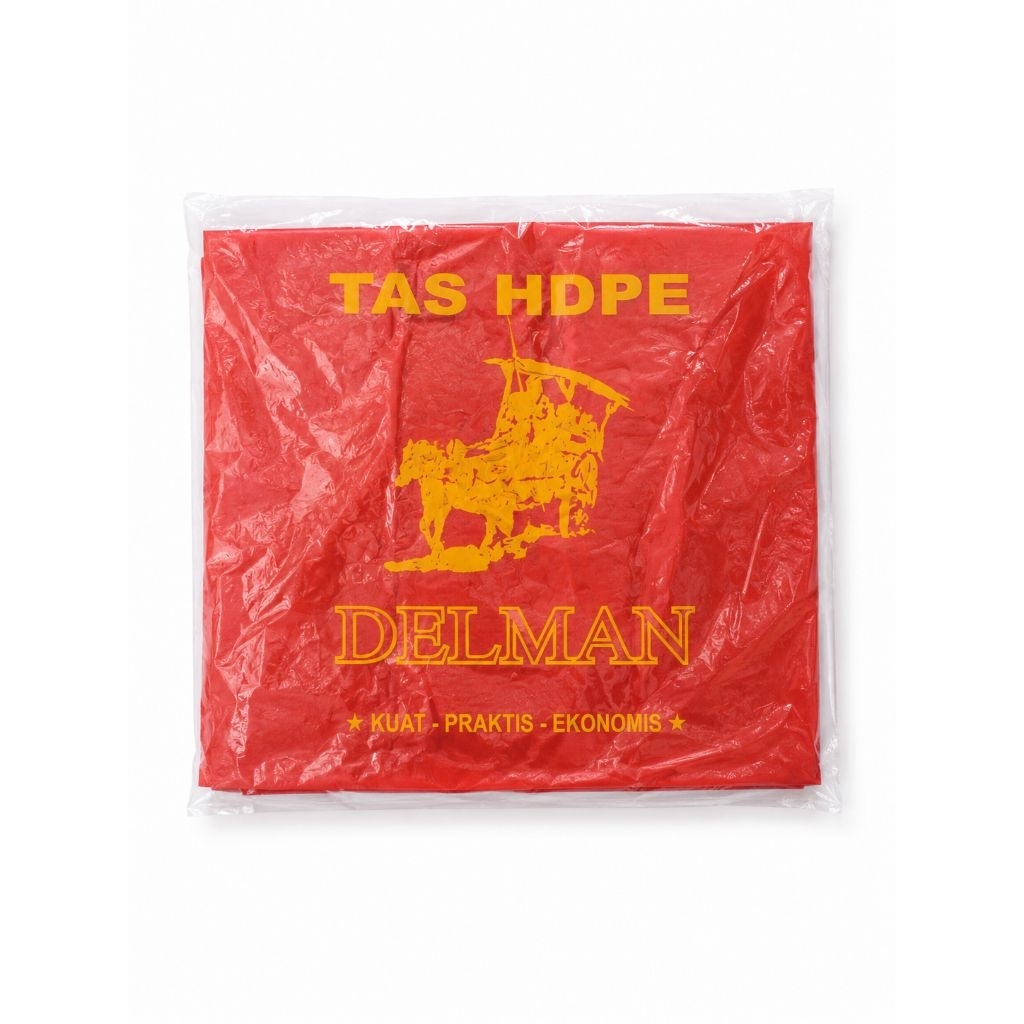 Tas HDPE/Kresek Merah Besar DELMAN ±100 lembar