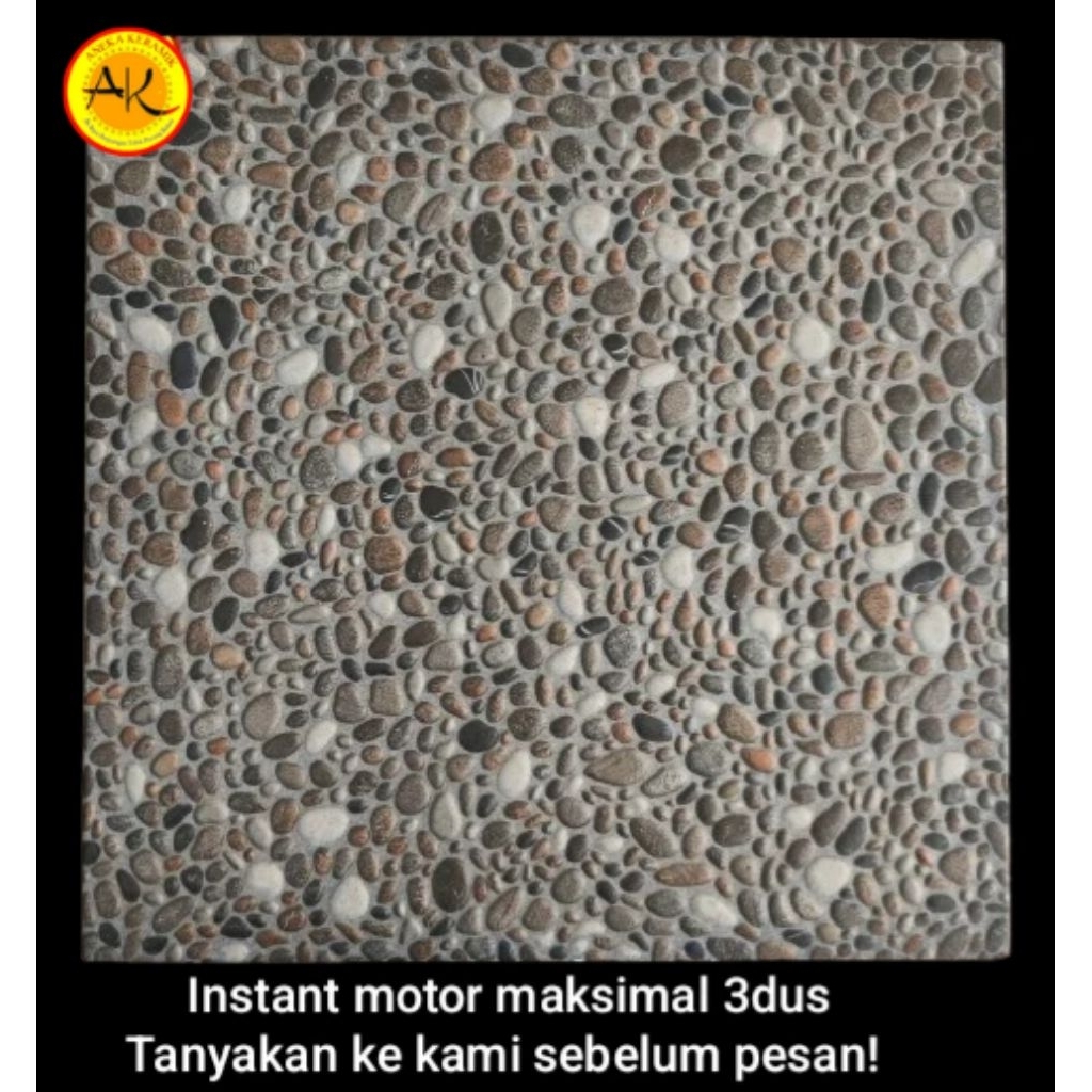 Keramik Lantai Teras Garasi Kasar Motif Batu Alam Timbul 40x40 Galacia Grey