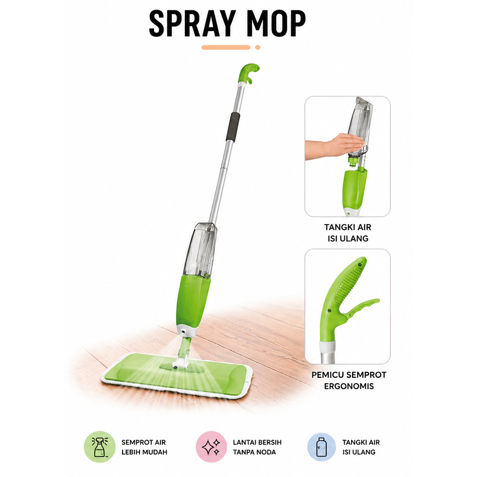 Alat Pel Lantai Praktis Spray Mop Ultra Mop Pel Lantai Super Mop Alat Pembersih Lantai Pel Pembersih