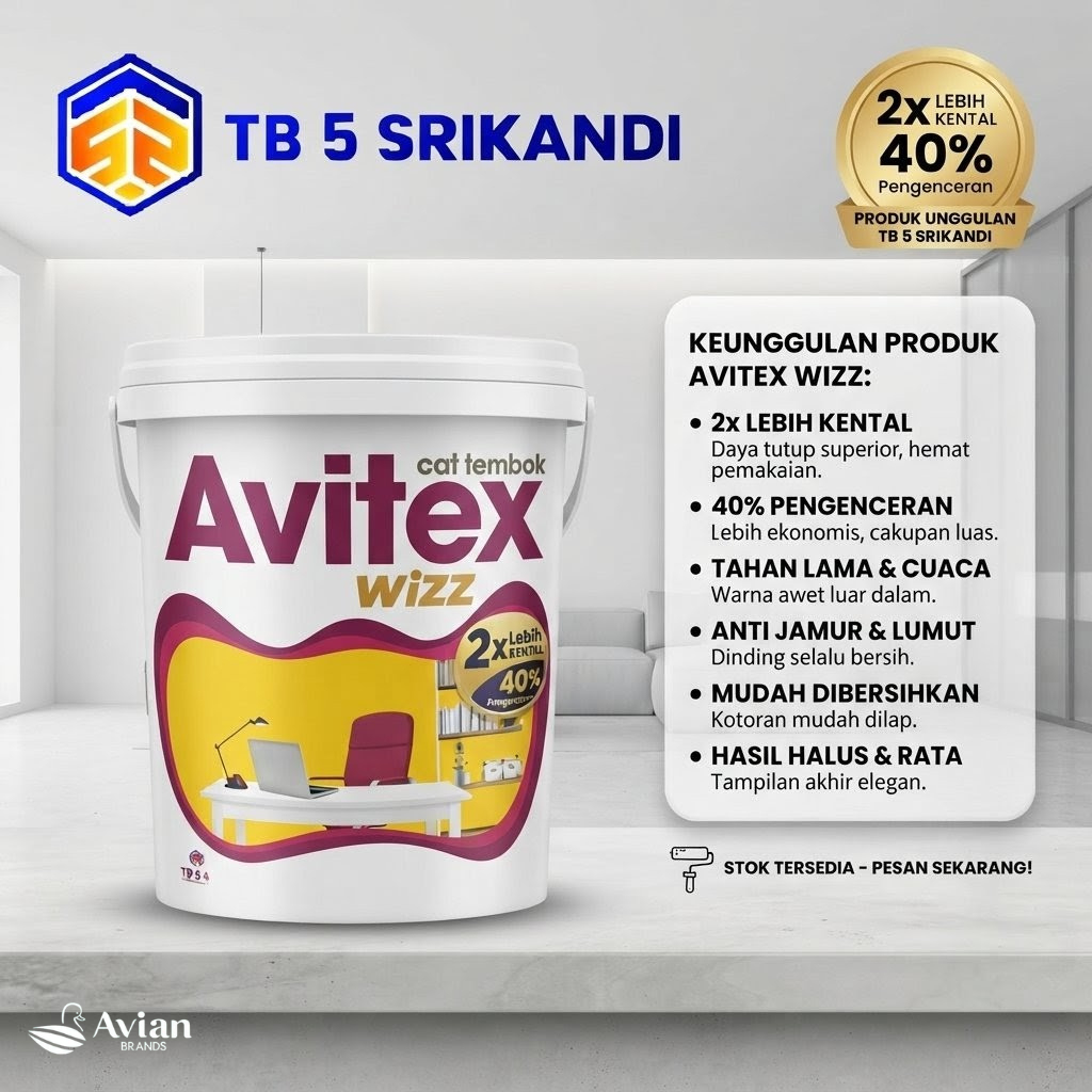 Cat Tembok Avitex Wizz 25 Kg - Bisa untuk cat tembok, cat beton, cat Plafond grc atau gypsum