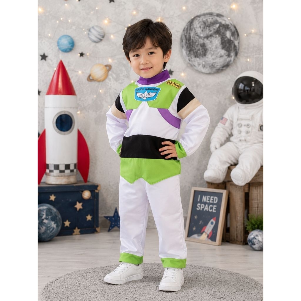 Kostum BUZZ Toy story Kostum BUZZ Lightyear Setelan Anak Space Rangers Kostum Anak Laki-Laki Kostum 