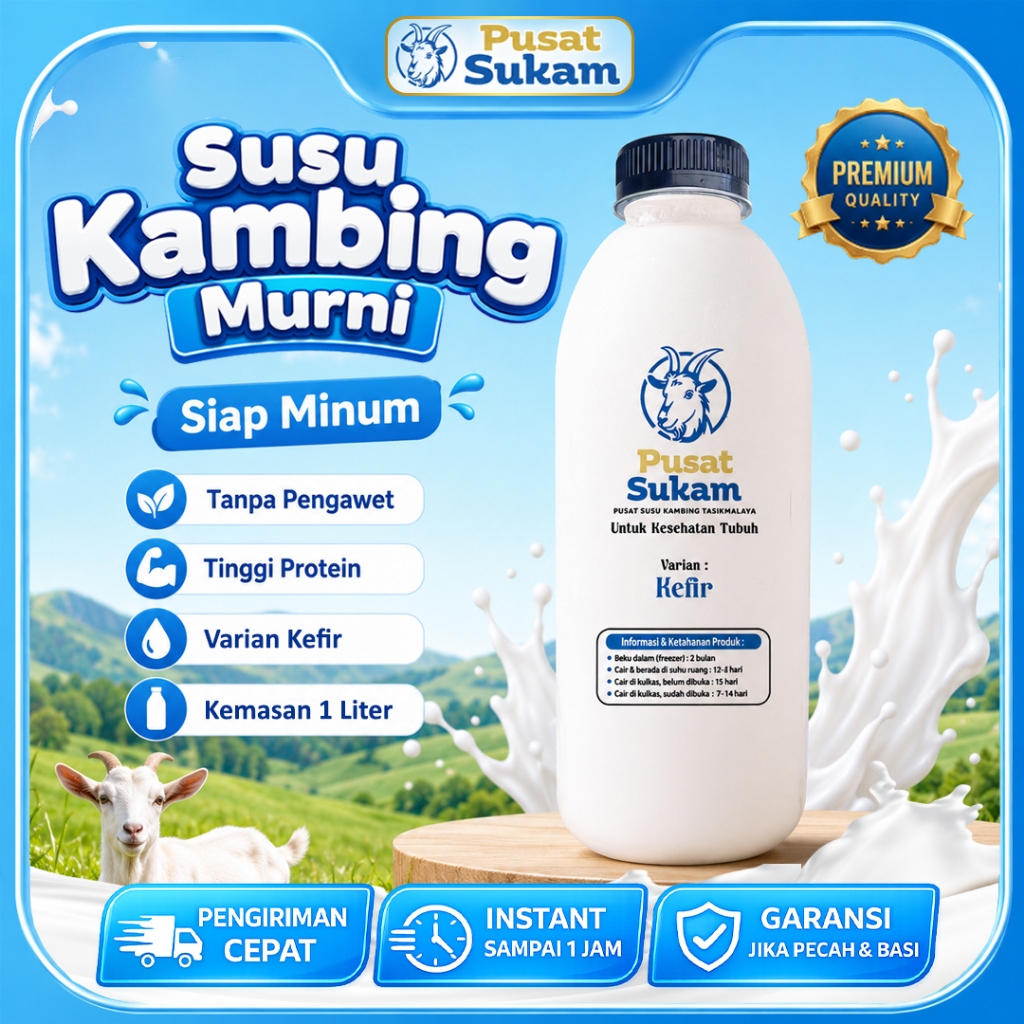 Susu Kambing Sapera 100% Murni Varian Kefir Kemasan Botol 950ML Fresh Tanpa Campuran