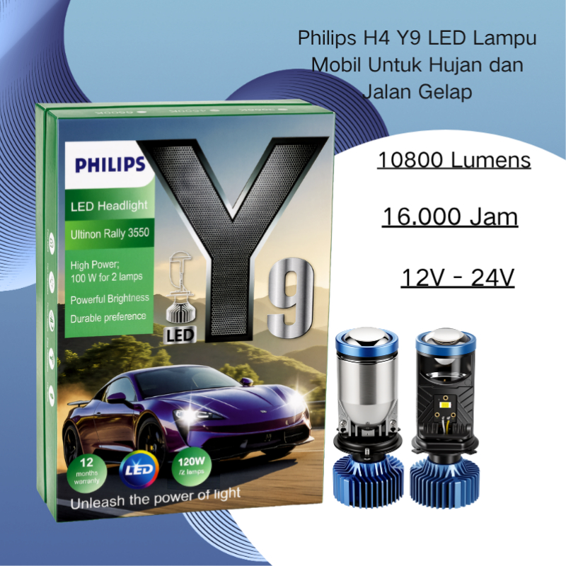 Philips LED H4 Y9 Lampu Mobil Soket H4