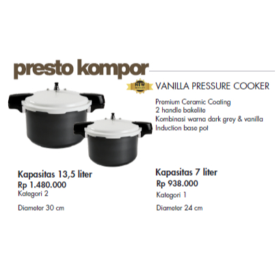 Pressure Cooker Vanilla Signora Presto Kompor Induksi Induction Panci Jumbo Pan 11 liter