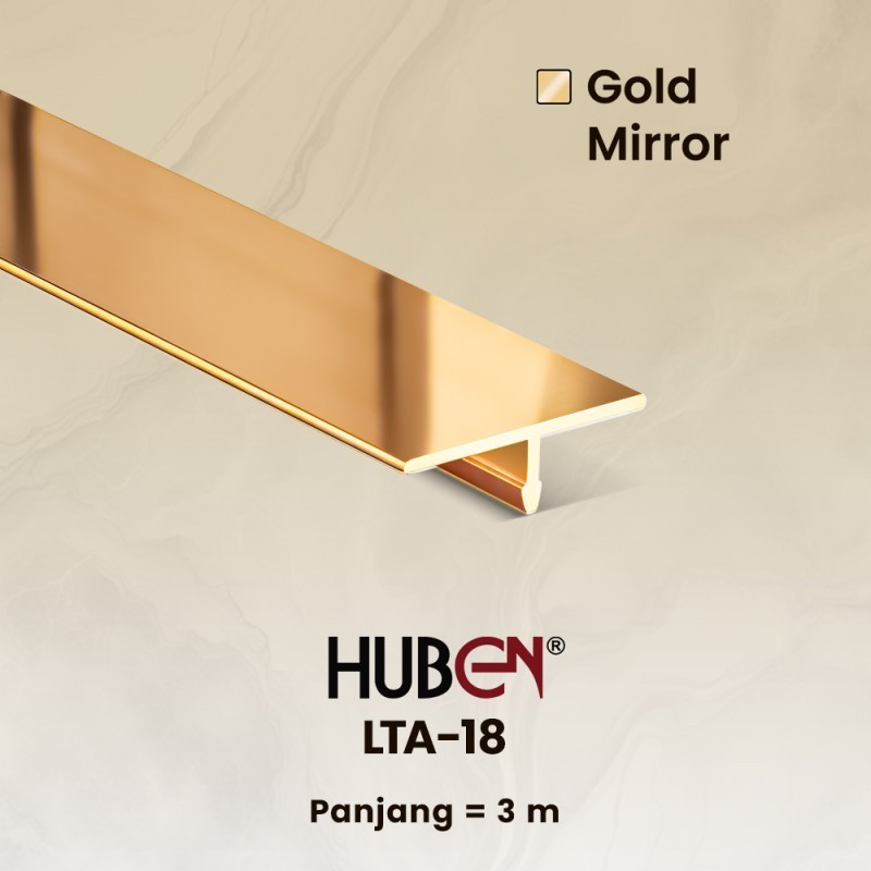 Huben List T Aluminium 18mm LTA-18 Gold Mirror