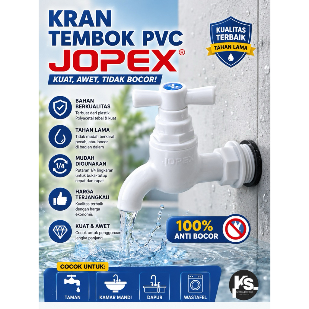 Kran Tembok Jopex PVC / Wall Tap PVC Jopex, Kran Jopex berkualitas tinggi