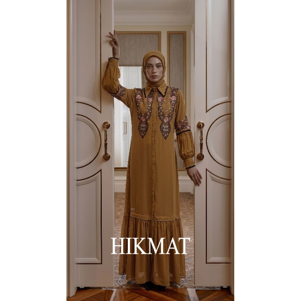 Hikmat Original Fashion A6833- Abaya Hikmat  - Noerbutikmuslim - Gamis lebaran - Gamis Mewah - Gamis