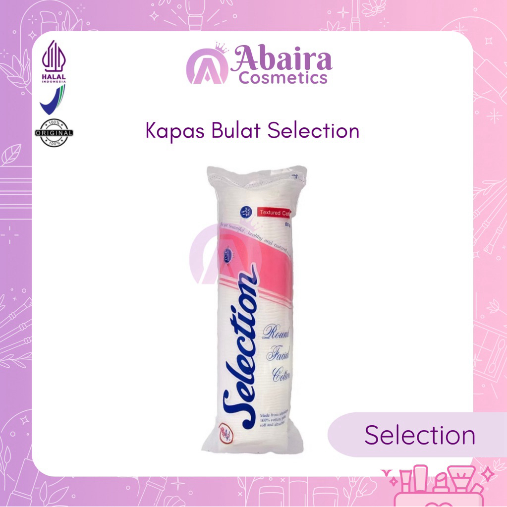 Selection - Kapas Bulat Round Facial Cotton 80 Pcs Kapas Oval Isi 80 Kapas Kecantikan Pembersih Waja
