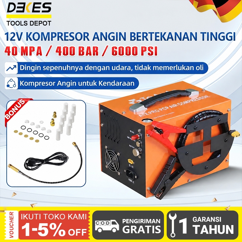 DEKES Kompresor Portable Mini 12V 4500PSI 40MPa - Electric PCP  Compressor untuk Tabung Oksigen & Po